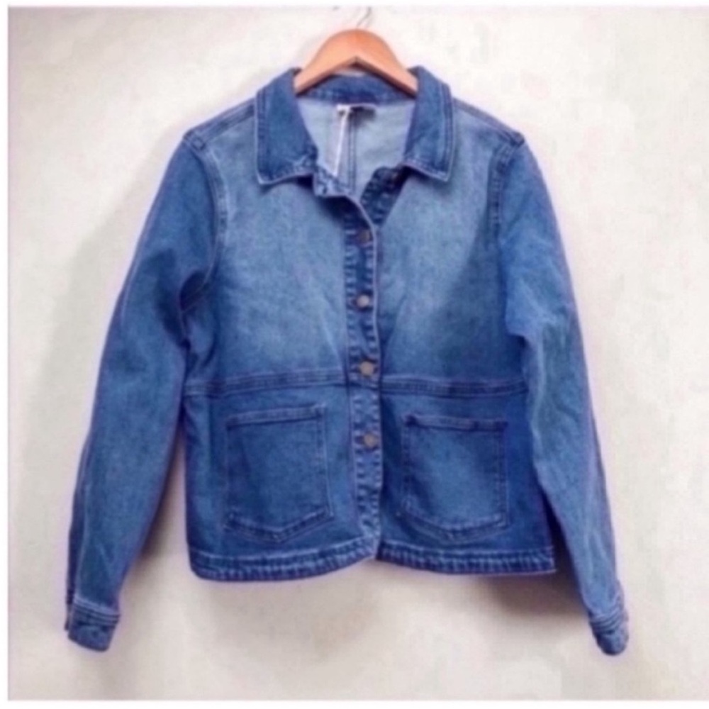 Plus Size Classic Blue Denim Jean Jacket
